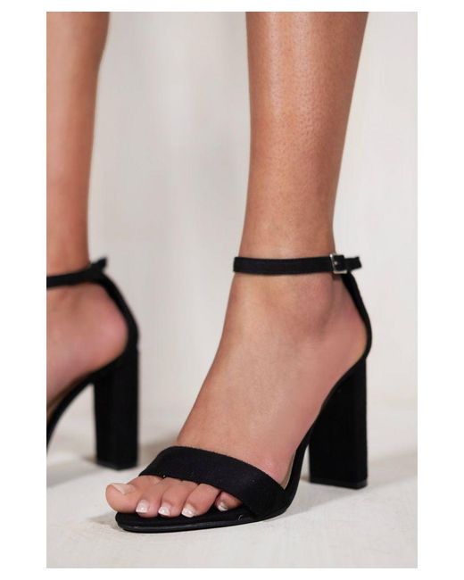 Where's That From Black Skye Strappy Block Heels With Buckle