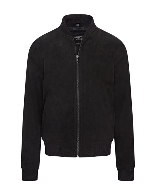 Infinity Leather Black Goat Suede Ma-1 Bomber Jacket-North for men