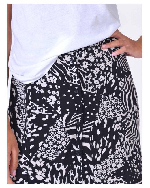 Live Unlimited White Woven Animal Print Button Front Skirt