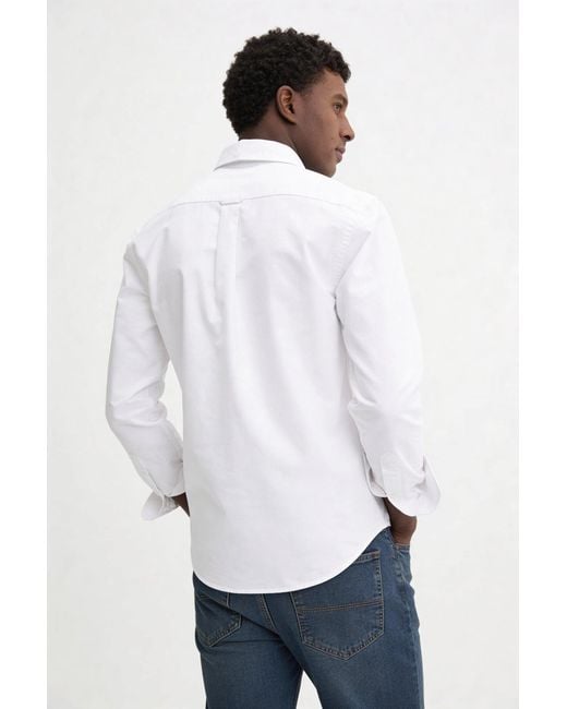 Secret Label White Oxford Cotton Long Sleeve Shirt for men