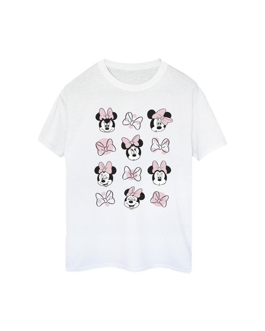 Disney White Ladies Minnie Mouse Multiple Cotton Boyfriend T-Shirt