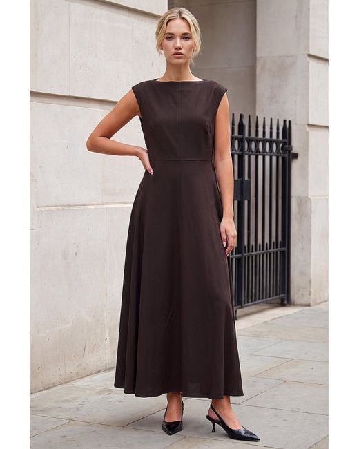 Roman Brown Fit & Flare Midi Dress