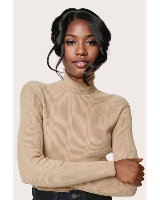 Marks Spencer Ribbed Fine Knit Roll Neck Jumper in Natural Lyst UK