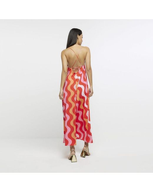 River Island White Slip Maxi Dress Geometric Print