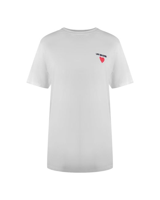 Moschino White Love Small Heart Signature Logo T-Shirt Cotton