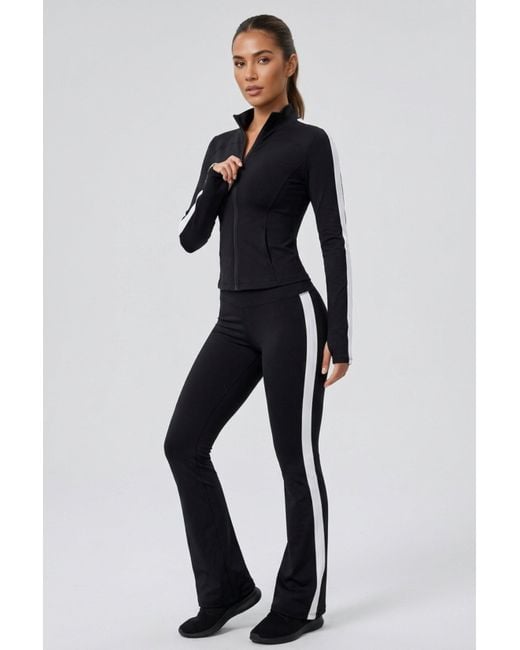 Femme Luxe Blue Zip Up Active Jacket & Stripe Side Track Trousers Co-Ord Set