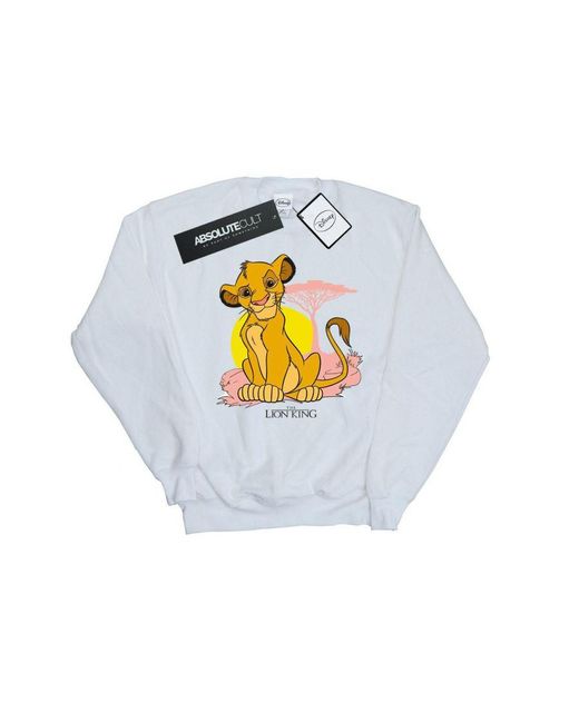 Disney White Ladies The Lion King Simba Pastel Sweatshirt ()