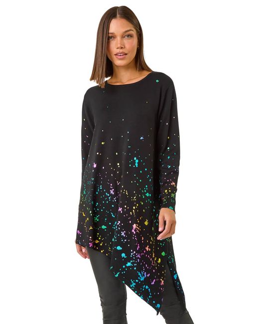 Roman Black Border Splash Foil Print Tunic
