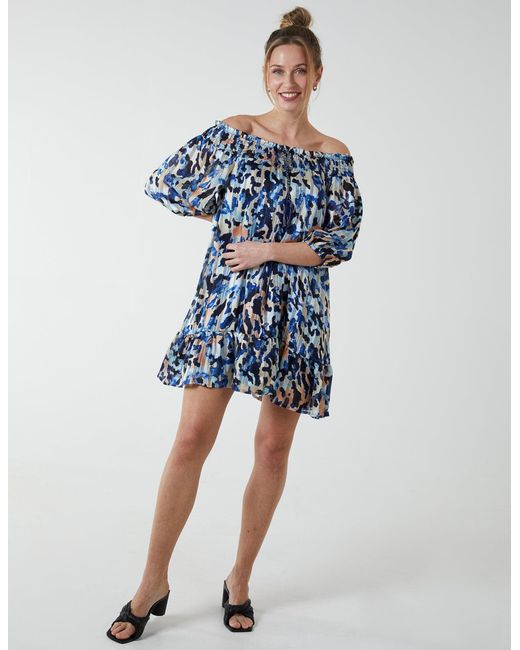Blue Vanilla Blue Sheared Neck Bardot Dress