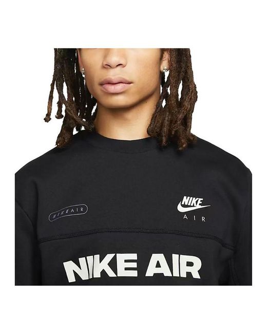 Nike Black Air Fleece Sweatshirt Long Sleeve Reflective Cotton for men