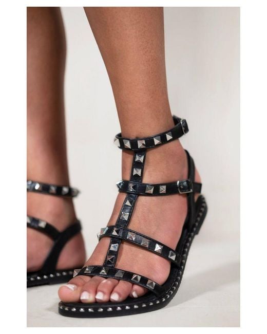 Where's That From White Natalia Studded Gladiator Sandals