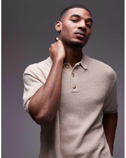 Topman Multicolor Knitted Button Through Boucle Shirt for men