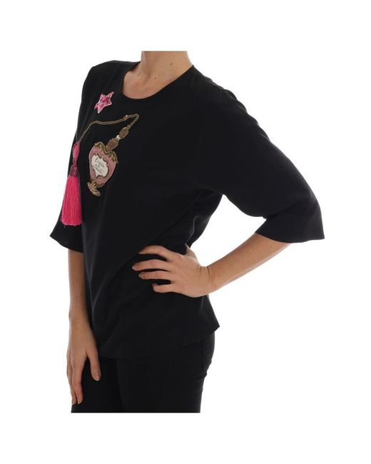 Dolce & Gabbana Zijden Kristallen Blouse in het Black