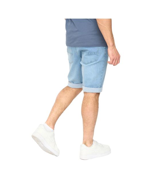 Crosshatch Blue Youlgreeve Denim Belted Shorts (Light Wash) for men