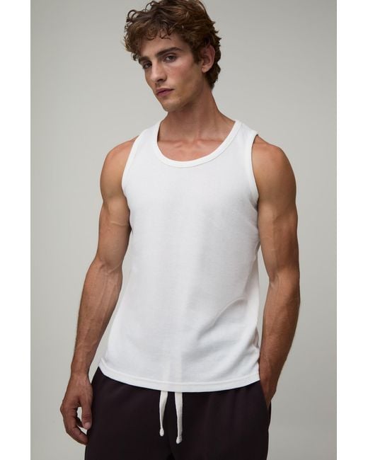BoohooMAN White Essential Regular Fit Waffle Vest for men