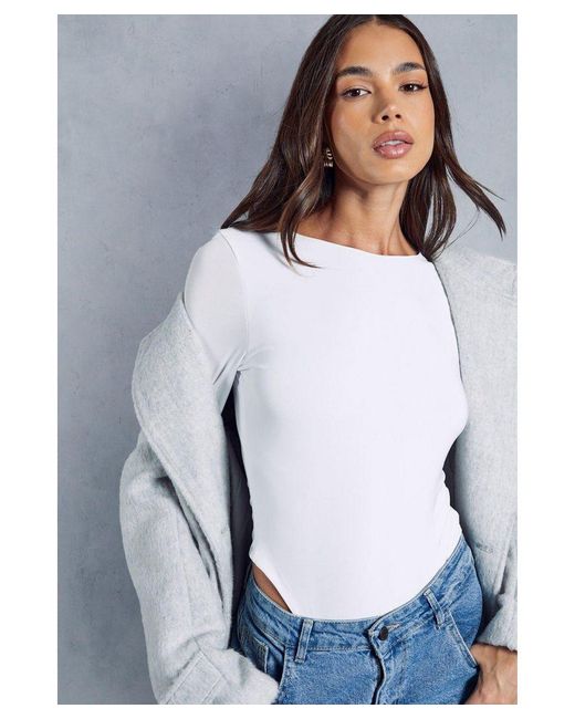 MissPap Gray Super Soft Double Layer Long Sleeve Bodysuit