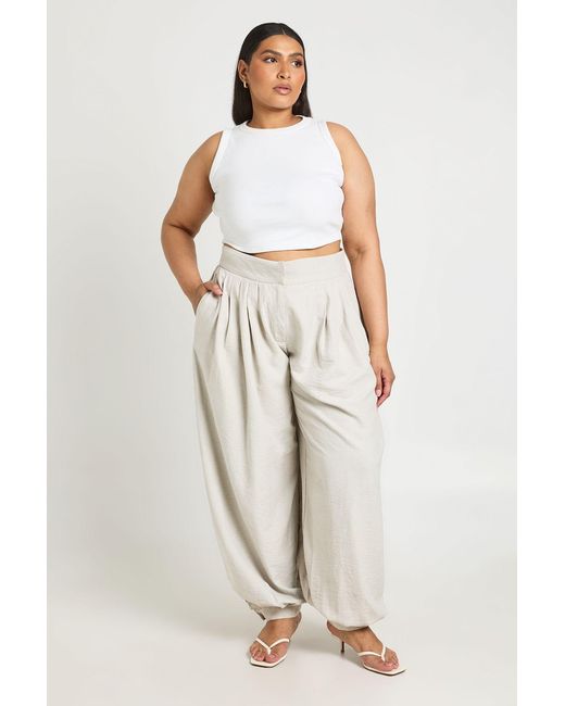 Boohoo White Plus Peached Pleated Balloon Cuff Trousers
