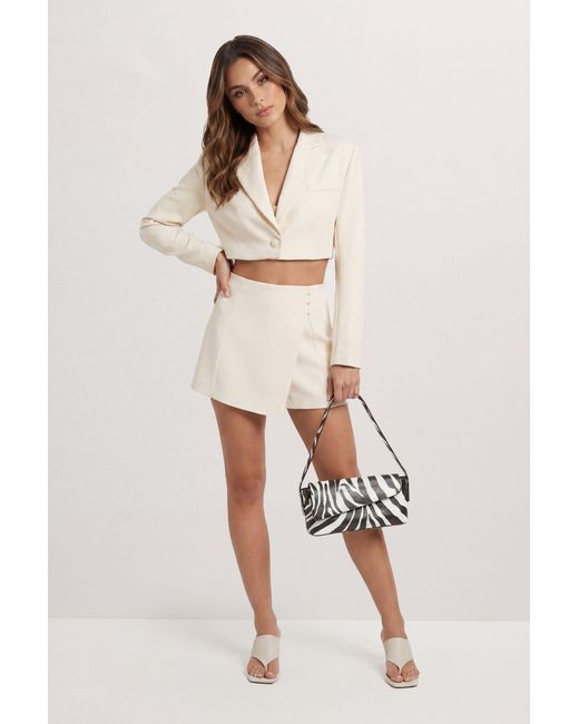 MissPap Natural Tailored Button Front Skort