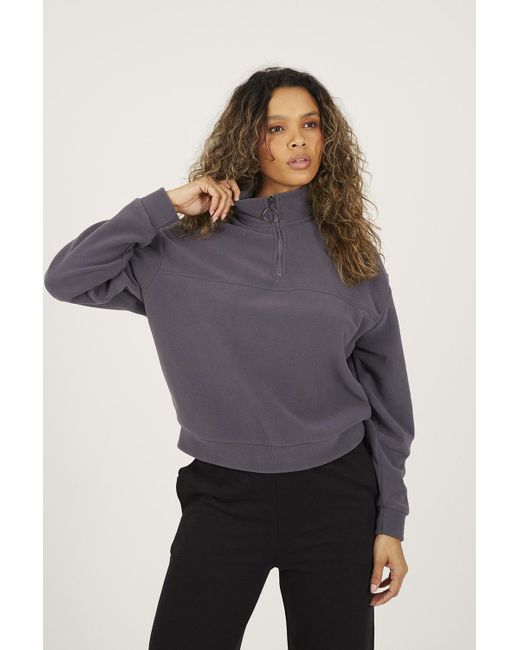 Brave Soul Gray Half Zip Polar Fleece Sweatshirt