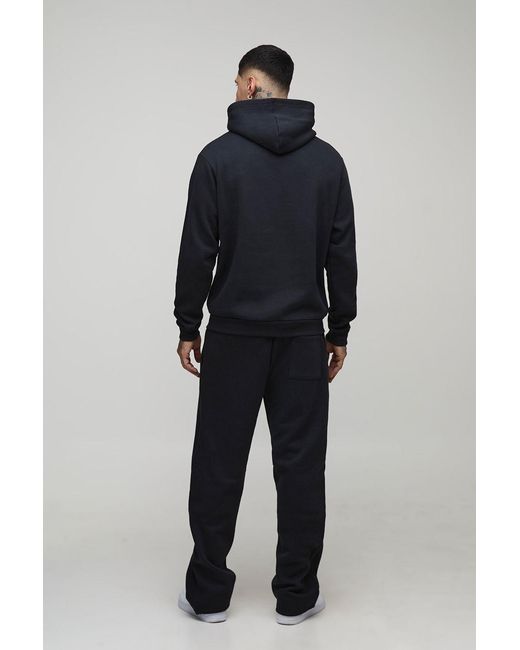 BoohooMAN Blue Tall Regular Fit Sport Embroidered Hoodie & Straight Leg Jogger Tracksuit for men