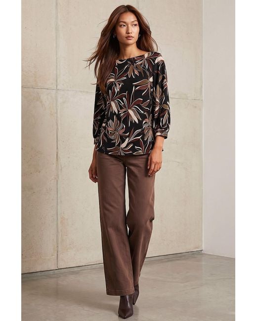 Roman Black Dropped Shoulder Puff Print Top