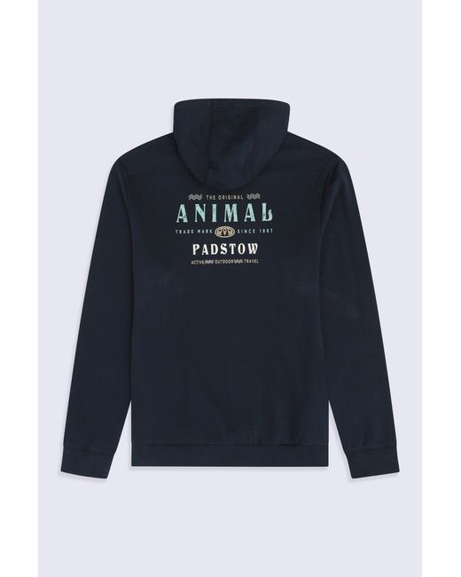 Mountain Warehouse Blue 'River' Padstow Regional Hoodie With Kangaroo Pocket Warm Cosy Pullover Cotton for men