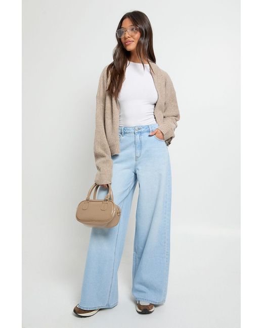 Boohoo Blue Oversized Baggy Low Waist Jean