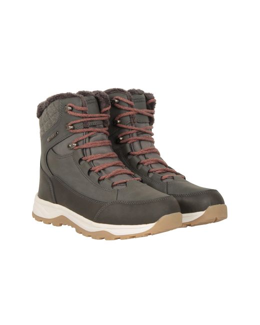 Mountain Warehouse Brown 'Tundra' Snow Boots Sherpa Fleece Lined Waterproof Winter Shoes for men