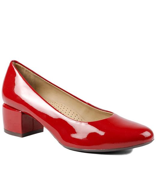 Jones Bootmaker Red Zakynthos Leather Block Heel Court Shoes