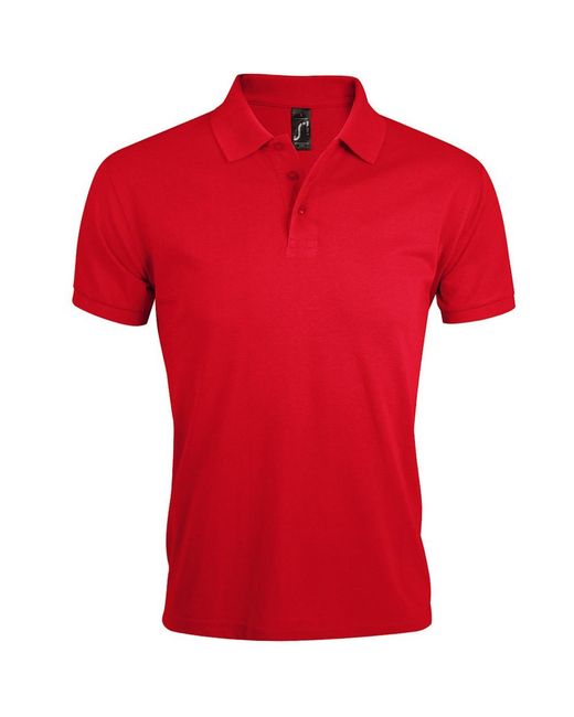 Sol's Red Prime Pique Plain Short Sleeve Polo Shirt for men
