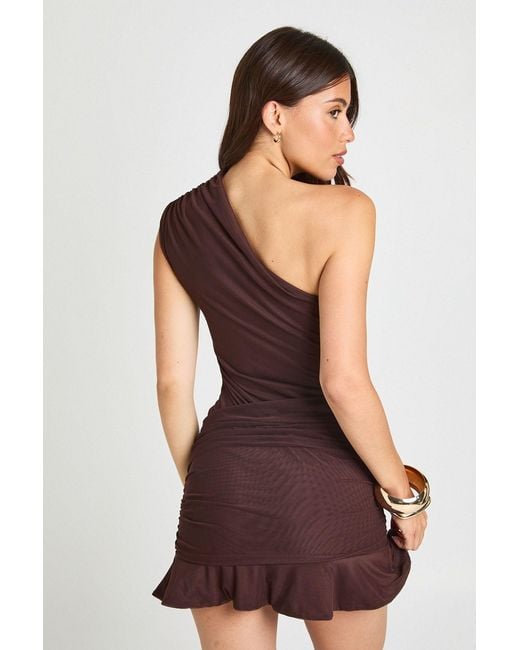 Boohoo Purple Asymmetric Ruched Mini Dress