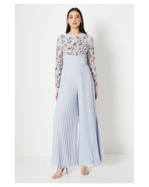 Coast Blue Hand Embellished Bodice Jumpsuit With Pleated Trouser