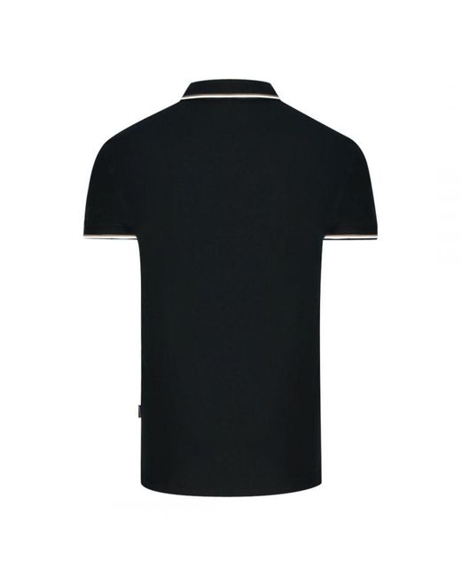 Aquascutum Black London Tipped Polo Shirt Cotton for men