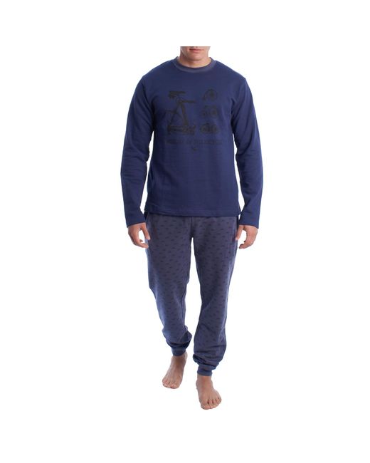 Kisses&Love Blue Winter Plush Cotton Pajamas Klp6 for men