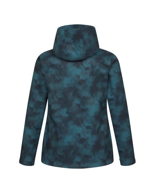 Mountain Warehouse Blue 'Exodus' Printed Softshell Jacket Water Resistant Windproof Activewear