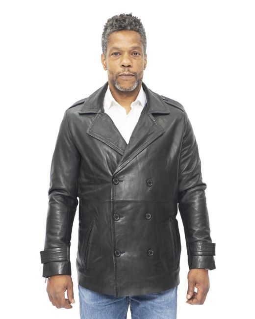 Infinity Leather Gray Peacoat-Amara for men
