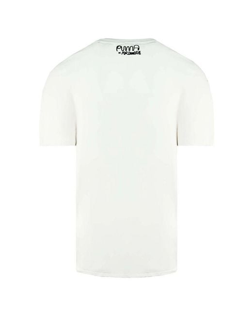 PUMA White X Mr. Doodle Short Sleeve Crew Neck T-Shirt 530650 02 Cotton for men