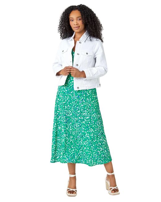 Roman Petite Green Bleached Denim Jacket