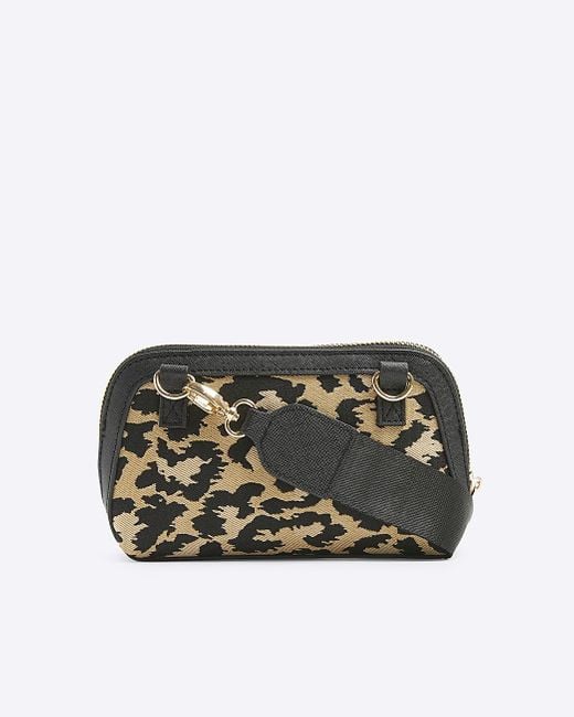 River Island Natural Crossbody Bag Jacquard Leopard Print