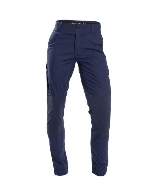 Hard Yakka Blue Raptor Cuff Cotton Outdoor Trousers for men