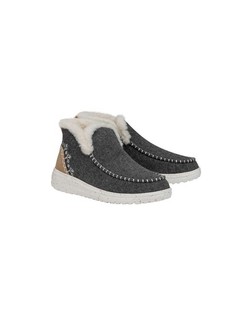 HeyDude Gray Denny Wool Faux Shearling Boots
