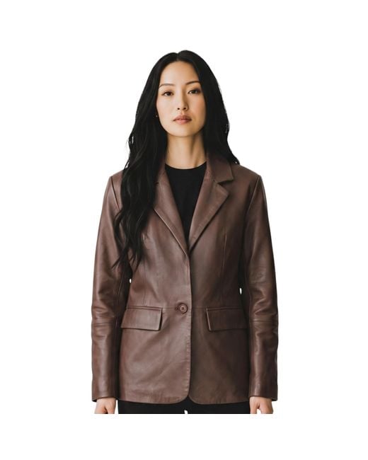 Infinity Leather Brown Conker Italian Blazer Jacket-Chongqing Lamb Leather