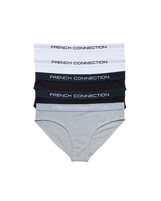 French Connection White 5 Pack Cotton Ladies Briefs
