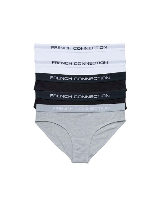 French Connection White 5 Pack Cotton Ladies Briefs