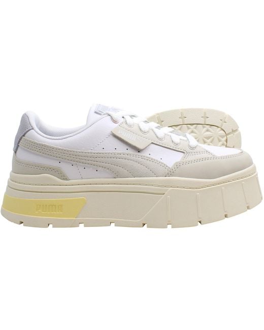PUMA White Mayze Stack Luxe Trainers