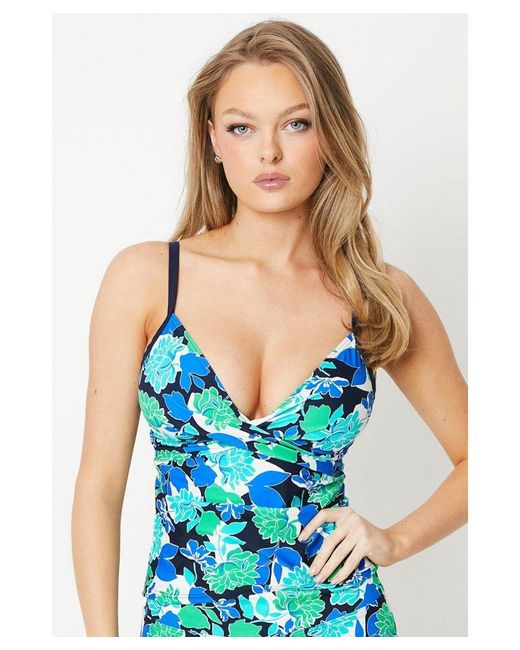 Gorgeous Blue Bold Blooms Fold Bikini Brief