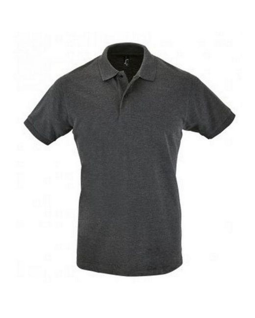 Sol's Black Perfect Pique Short Sleeve Polo Shirt Marl) Cotton for men
