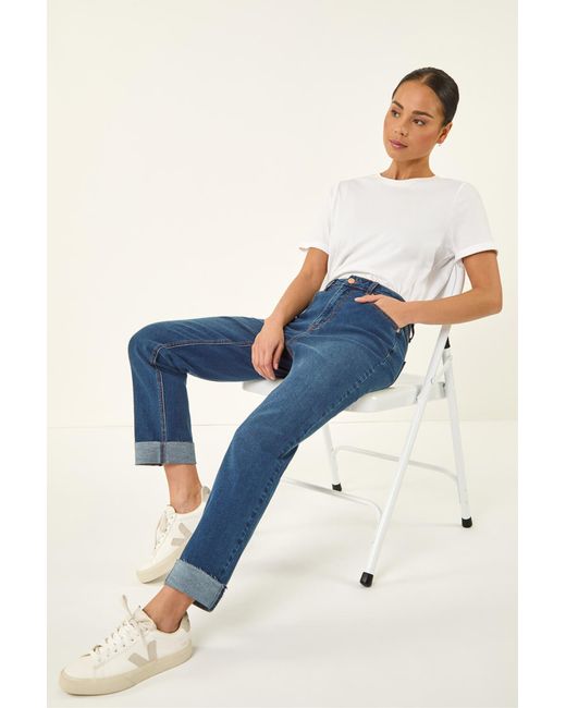 Roman Blue Petite Turn Up Pocket Jeans