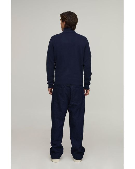BoohooMAN Blue Regular Fit 1/4 Zip Knitted Jumper for men