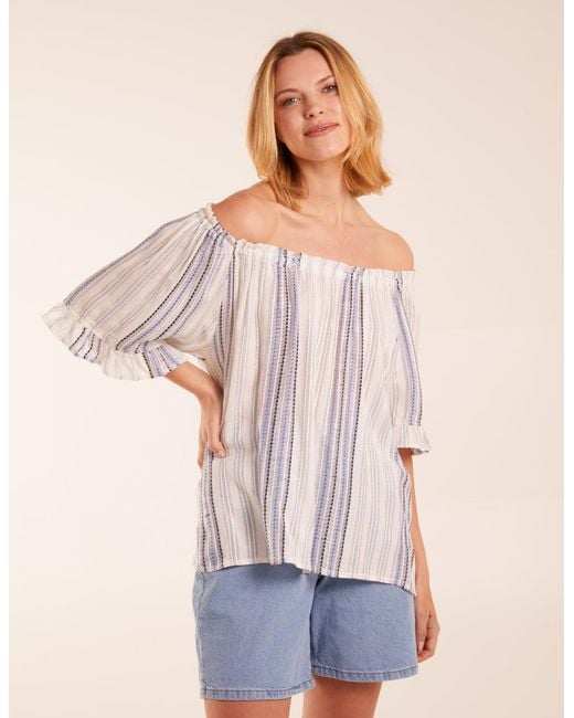 Blue Vanilla Blue Bardot Top With Stripe